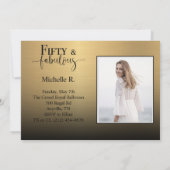 Vijftig en fantastische metallic gouden verjaardag kaart (Achterkant)