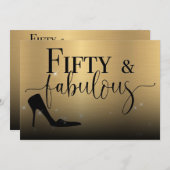 Vijftig en fantastische metallic gouden verjaardag kaart (Voorkant / Achterkant)