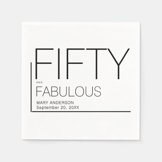 Vijftig en fantastische naam Datum 50ste verjaarda Servet (Voorkant)