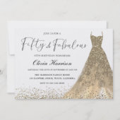 Vijftig en fantastische prachtige gouden jurk 50e  kaart (Voorkant)