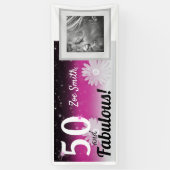 Vijftig en fantastische, roze, zwart en witte made spandoek (Verticaal)