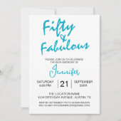 Vijftig en fantastische turquoise 50e verjaardag kaart (Voorkant)