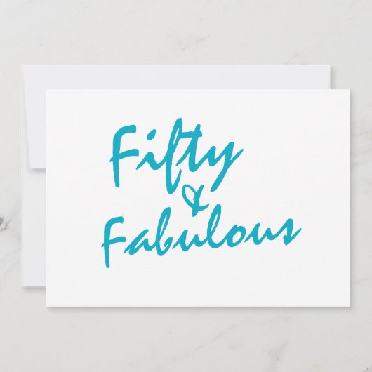 Vijftig en fantastische turquoise 50e verjaardag kaart (Achterkant)
