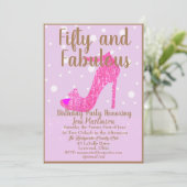 Vijftig en fantastische verjaardagsfeestje Hot Pin Kaart (Staand voorkant)