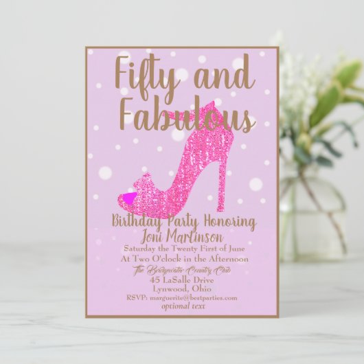 Vijftig en fantastische verjaardagsfeestje Hot Pin Kaart (Staand voorkant)