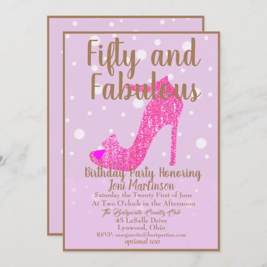 Vijftig en fantastische verjaardagsfeestje Hot Pin Kaart (Voorkant / Achterkant)