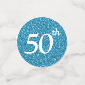 Vijftig en fantastische witte blauwe glitter tafel confetti (Kleine voorkant)