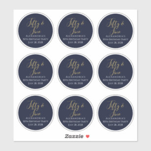 Vijftig en Fijn 50e Verjaardag Beker Decals Navy G Sticker