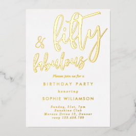 Vijftig en geweldig goudhoudende verjaardag folie uitnodiging