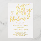 Vijftig en geweldig goudhoudende verjaardag folie uitnodiging (Voorkant)