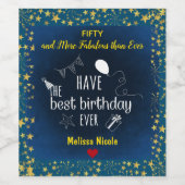 Vijftig en meer Fabulaire naam Golden Stars Birthd Wijn Etiket (Enkel label)