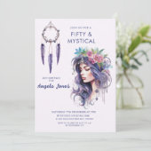 Vijftig en Mystieke Verjaardag Kaart (Staand voorkant)