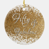 Vijftig en ruim geplateerd Faux Gold Foil Keramisch Ornament (Achterkant)