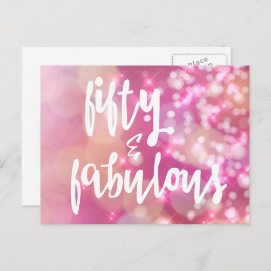 Vijftig en verbazingwekkend - Roze glitter 50e ver Briefkaart (Voorkant / Achterkant)