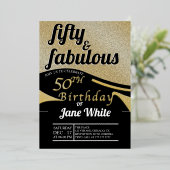 Vijftig en verbluffend | Elegant Gold 50th Birthda Folie Uitnodiging (Staand Voorkant)