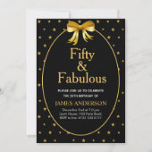 Vijftig en verbluffend met gouden sterren op zwart kaart (Voorkant)
