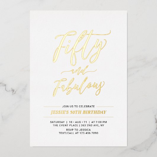 Vijftig en verbluffend | Moderne goudprijs 50e ver Folie Uitnodiging (Voorkant)