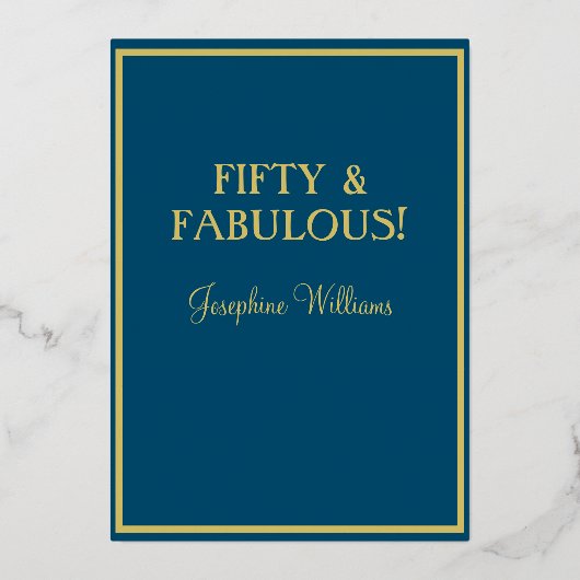 Vijftig en verbluffend oranje goud folie uitnodiging (Achterkant)