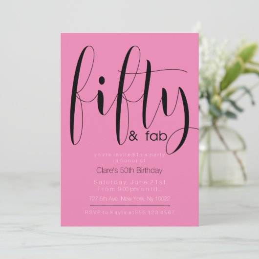 Vijftig en vijftig Fab, 50e verjaardag Uitnodiging (Staand voorkant)