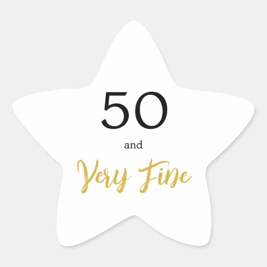 Vijftig en zeer fijne verjaardag ster sticker (Voorkant)