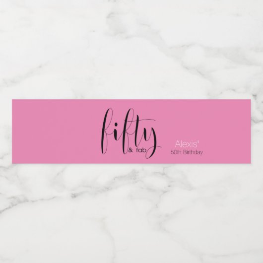 Vijftig & Fab, 50ste verjaardag Waterfles Etiket (Enkel label)