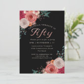 Vijftig fabelachtig koraal roos verjaardagsfeest kaart (Staand voorkant)