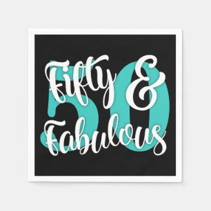 Vijftig & Fabelachtige Wit en Typografie Aqua Servetten