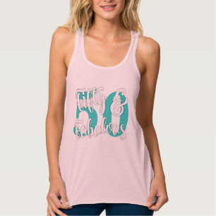 Vijftig & Fabelachtige Wit en Typografie Aqua Tanktop