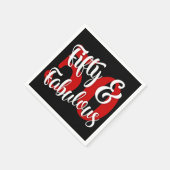 Vijftig & Fabelachtige Witte en Rode Typografie Servetten (Hoek)