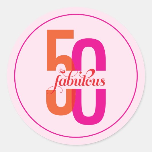 Vijftig & Fabulous 50e Verjaardag Kleurrijk Ronde Sticker (Voorkant)