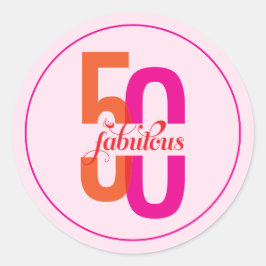 Vijftig & Fabulous 50e Verjaardag Kleurrijk Ronde Sticker