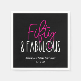 Vijftig & Fabulous 50e Verjaardag w Custom Text Zw Servet
