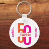 Vijftig & Fabulous 50ste verjaardag Kleurrijke Naa Sleutelhanger (Voorkant)