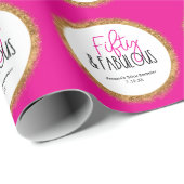 Vijftig & Fabulous 50ste Verjaardag met Aangepaste Cadeaupapier (Rol Hoek)