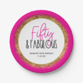 Vijftig & Fabulous 50ste Verjaardag met Aangepaste Papieren Bordje (Voorkant)