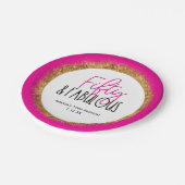 Vijftig & Fabulous 50ste Verjaardag met Aangepaste Papieren Bordje (Gekanteld)