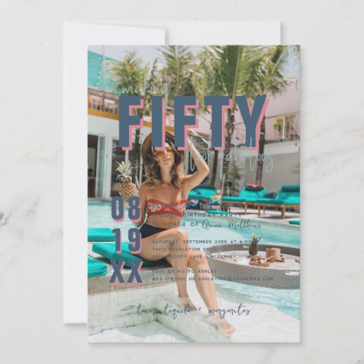 Vijftig & Fabulous | 50ste verjaardagsfeestje Kaart (Voorkant)