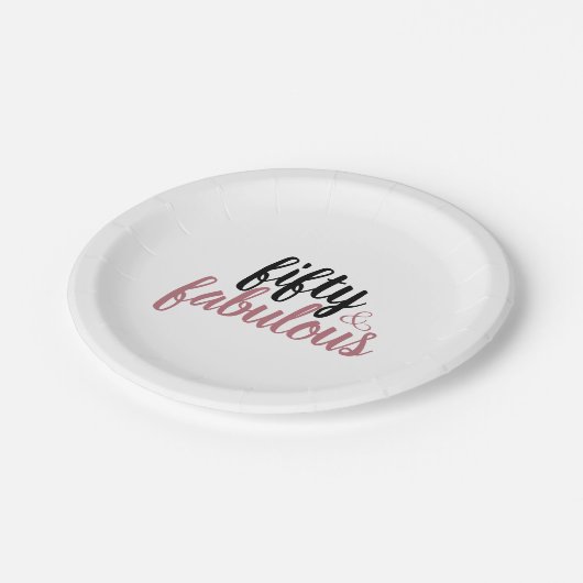 Vijftig & Fabulous 50ste Verjaardagsfeestje Roos G Papieren Bordje (Gekanteld)