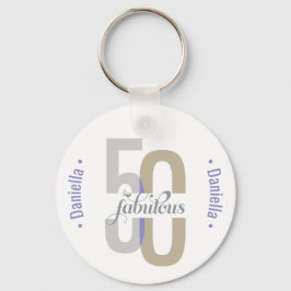 Vijftig & Fabulous 50th Birthday Elegante naam Sleutelhanger