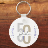 Vijftig & Fabulous 50th Birthday Elegante naam Sleutelhanger (Voorkant)