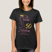 Vijftig Fabulous 50th Birthday Party Black Pink T-shirt (Voorkant)