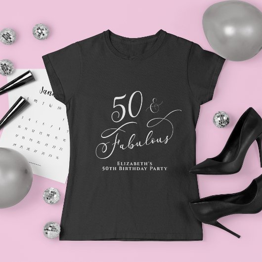Vijftig Fabulous 50th Birthday Party Black T-shirt