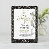 Vijftig Fabulous 50th Black Gold Elegant Birthday Kaart (Staand voorkant)