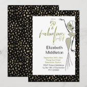 Vijftig Fabulous 50th Black Gold Elegant Birthday Kaart (Voorkant / Achterkant)