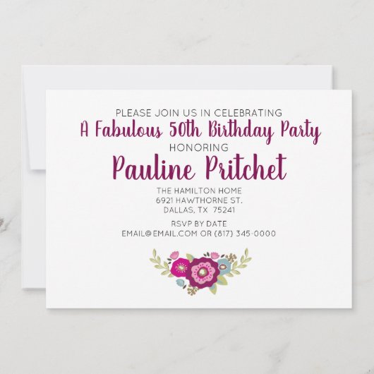 Vijftig Fabulous 50th Verjaardag Kaart (Achterkant)