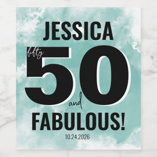 Vijftig Fabulous 50th Verjaardag Wijn Etiket (Enkel label)