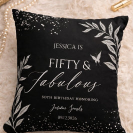 Vijftig & Fabulous Black Glam 50e verjaardag Kussen