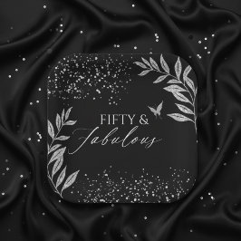 Vijftig & Fabulous Black Glam 50ste verjaardag Papieren Bordje