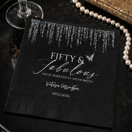 Vijftig & Fabulous Black Glam 50ste verjaardag Servet