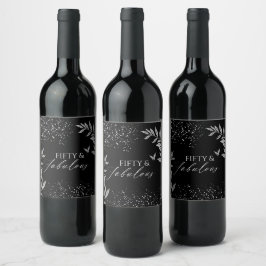 Vijftig & Fabulous Black Glam 50ste verjaardag Wijn Etiket